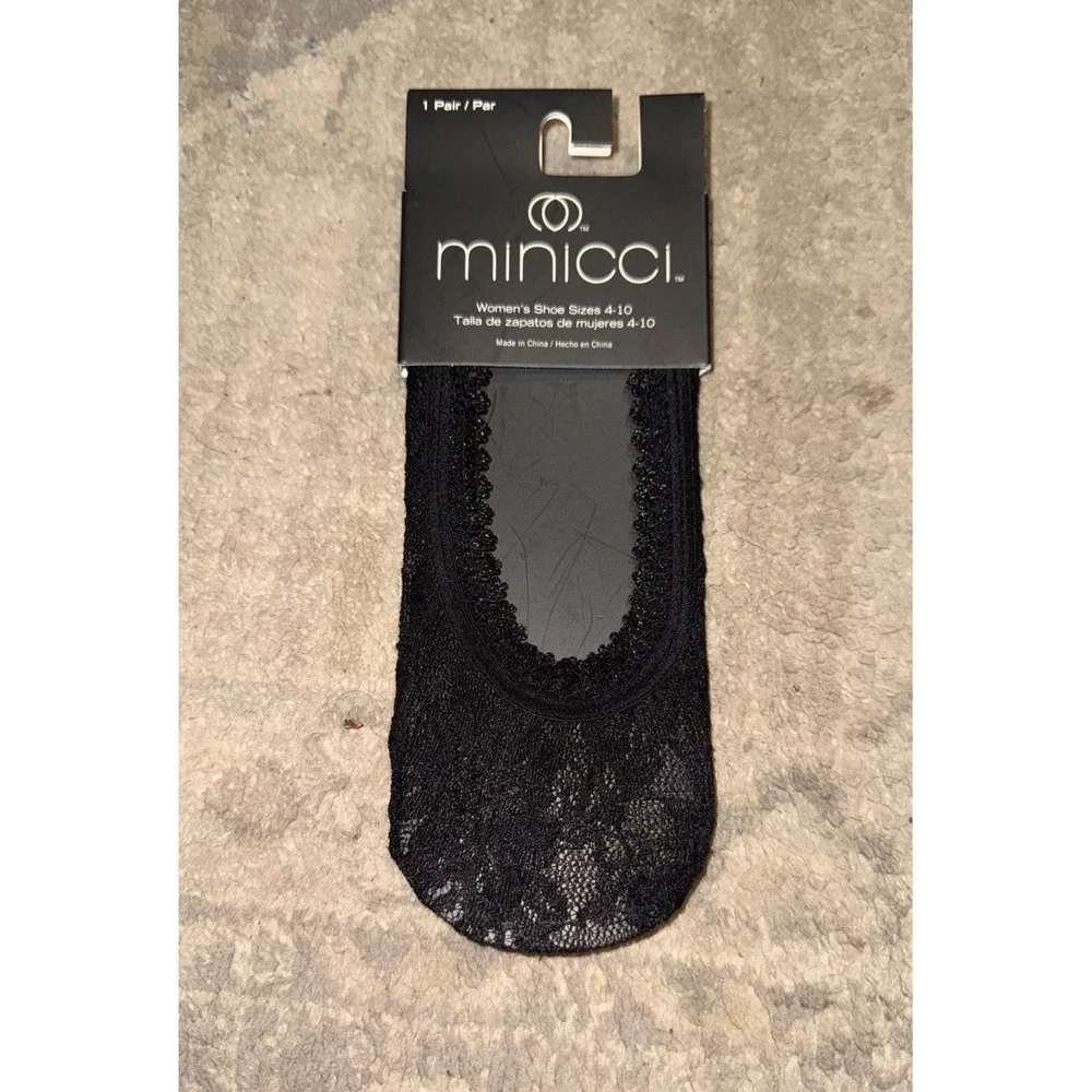 MINICCI Pair Black Lace Foot Liner‎ Women's Shoe Size 4-10 NEW